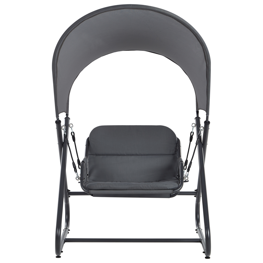 Dondolo da giardino grigio scuro telaio in acciaio 1 posto a sedere per esterni idrorepellente