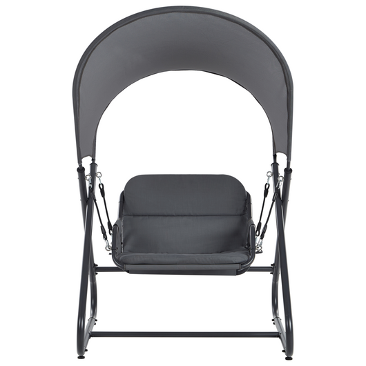 Dondolo da giardino grigio scuro telaio in acciaio 1 posto a sedere per esterni idrorepellente