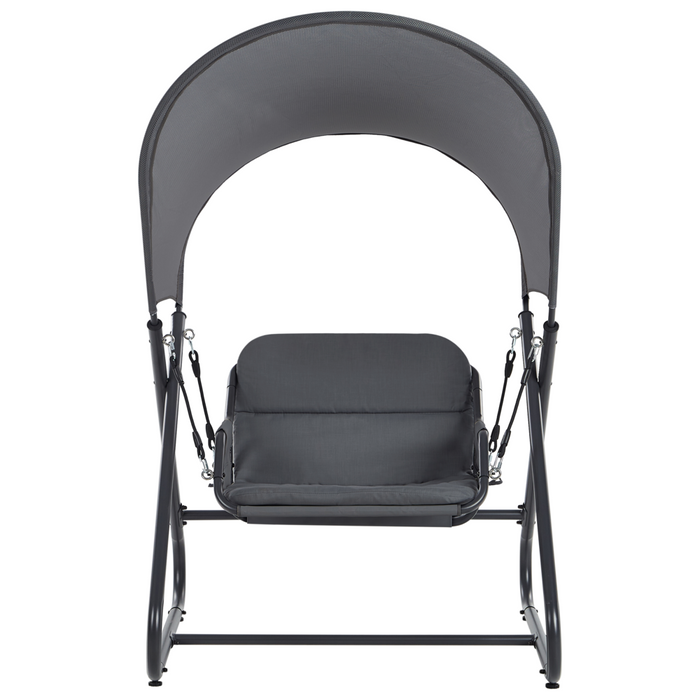 Dondolo da giardino grigio scuro telaio in acciaio 1 posto a sedere per esterni idrorepellente