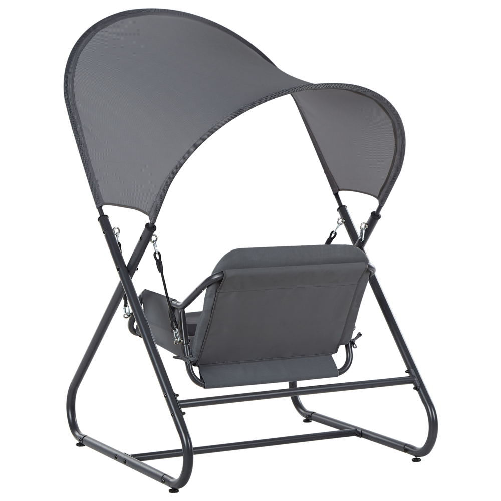 Dondolo da giardino grigio scuro telaio in acciaio 1 posto a sedere per esterni idrorepellente