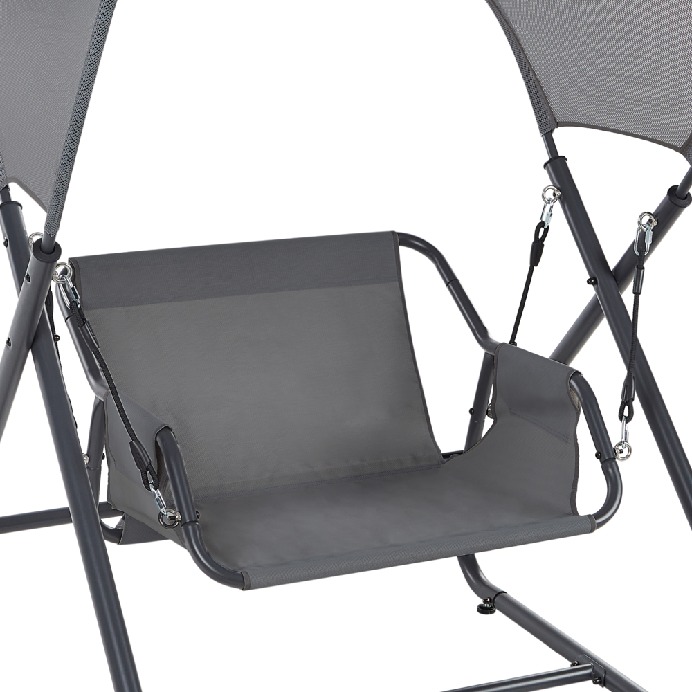 Dondolo da giardino grigio scuro telaio in acciaio 1 posto a sedere per esterni idrorepellente