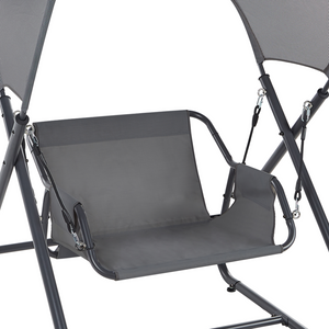 Dondolo da giardino grigio scuro telaio in acciaio 1 posto a sedere per esterni idrorepellente
