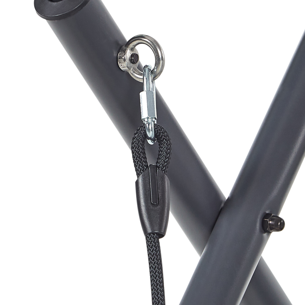 Dondolo da giardino grigio scuro telaio in acciaio 1 posto a sedere per esterni idrorepellente