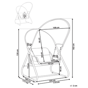 Dondolo da giardino grigio scuro telaio in acciaio 1 posto a sedere per esterni idrorepellente