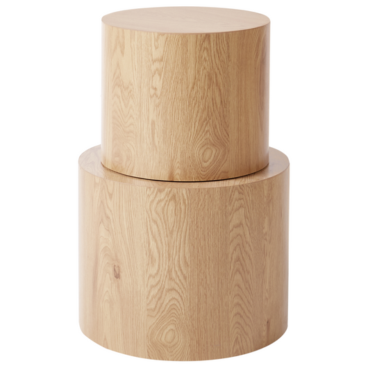 Set di 2 tavolini da caffè Piano in legno marrone chiaro Rotondo Mobili da soggiorno piccoli e medi