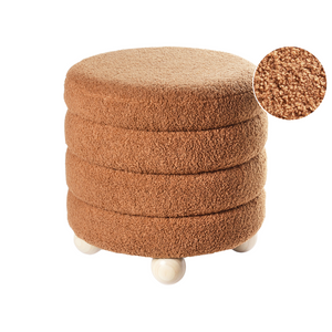 Pouf Marrone dorato Boucle Tappezzeria Gambe in legno di pino Poggiapiedi Accessori per la casa Soggiorno