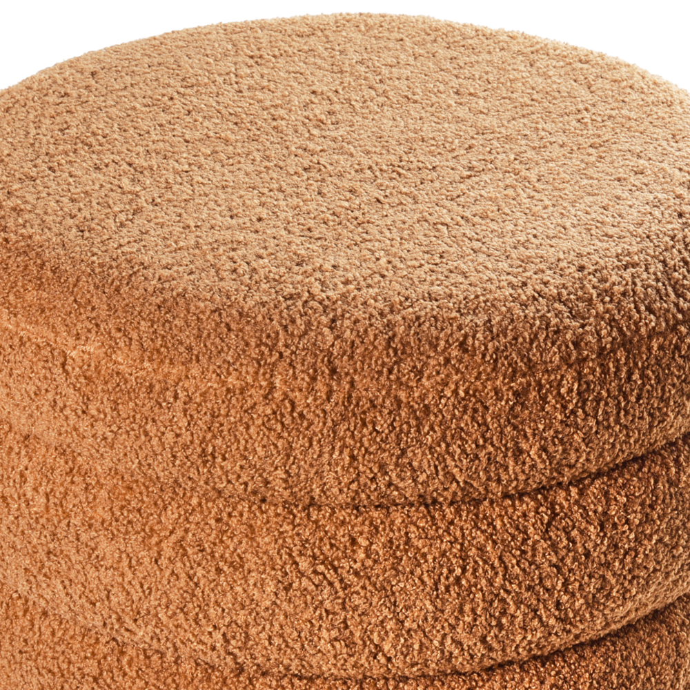 Pouf Marrone dorato Boucle Tappezzeria Gambe in legno di pino Poggiapiedi Accessori per la casa Soggiorno