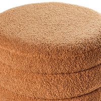 Pouf Marrone dorato Boucle Tappezzeria Gambe in legno di pino Poggiapiedi Accessori per la casa Soggiorno