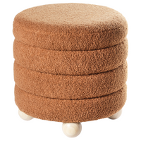 Pouf Marrone dorato Boucle Tappezzeria Gambe in legno di pino Poggiapiedi Accessori per la casa Soggiorno