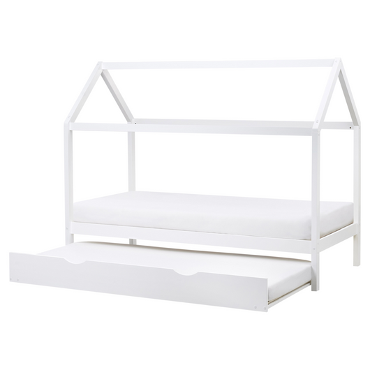 Letto a scomparsa della casa per bambini in legno di pino bianco UE misura singola 90 x 200 cm letto con base a doghe per la cameretta moderna dei bambini.