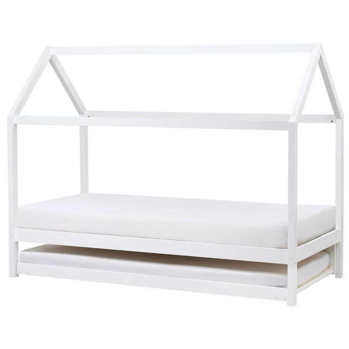 Letto a scomparsa della casa per bambini in legno di pino bianco UE misura singola 90 x 200 cm letto con base a doghe per la cameretta moderna dei bambini.
