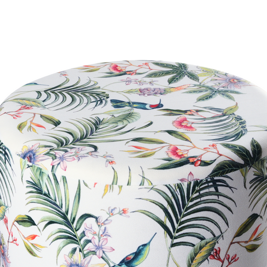 Pouf ottomana poggiapiedi rotondo in velluto multicolore moderno