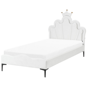 Letto singolo in velluto bianco con base a doghe 90 x 200 cm cameretta Camera Moderna Tradizionale