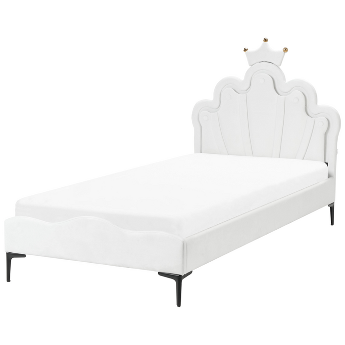 Letto singolo in velluto bianco con base a doghe 90 x 200 cm cameretta Camera Moderna Tradizionale