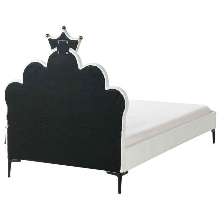 Letto singolo in velluto bianco con base a doghe 90 x 200 cm cameretta Camera Moderna Tradizionale