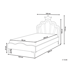 Letto singolo in velluto bianco con base a doghe 90 x 200 cm cameretta Camera Moderna Tradizionale