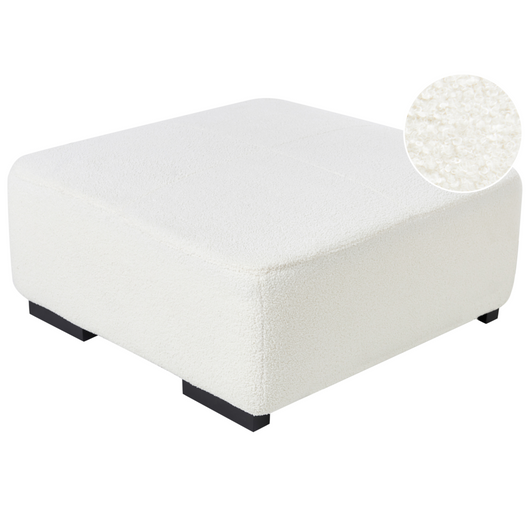Ottomana in bouclè bianco 80 x 80 x 35 cm quadrata Soggiorno moderno