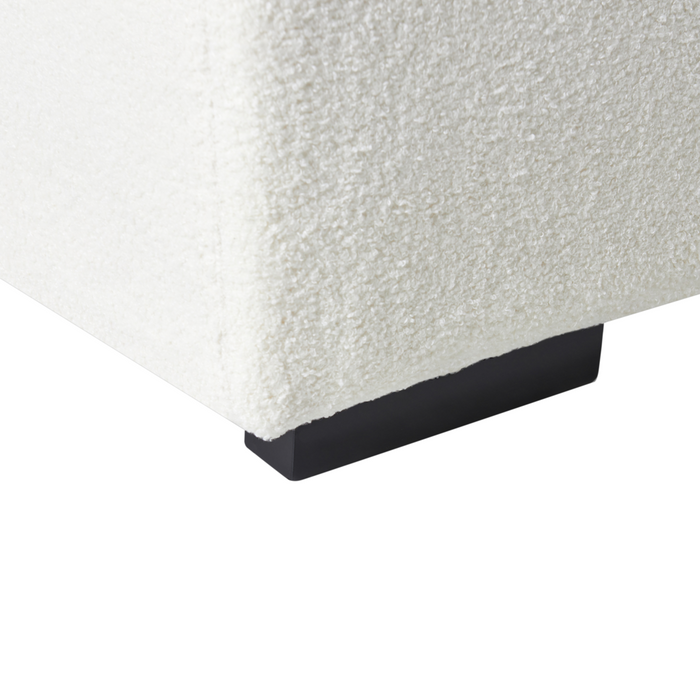 Ottomana in bouclè bianco 80 x 80 x 35 cm quadrata Soggiorno moderno