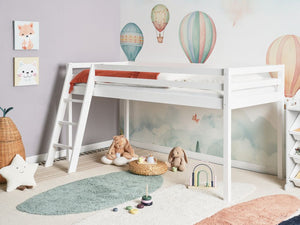 Letto per bambini in legno di pino bianco UE 90 x 200 cm con rete a doghe per bambini.