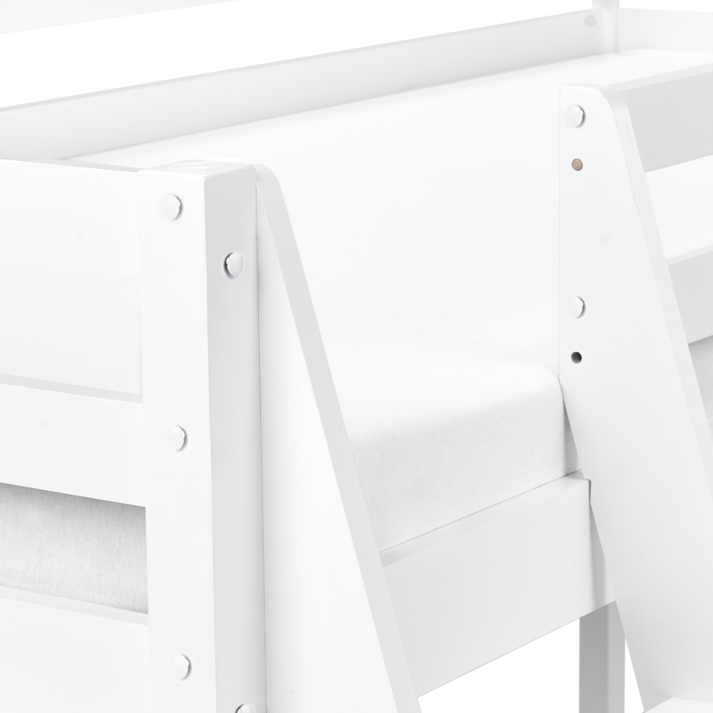 Letto per bambini in legno di pino bianco UE 90 x 200 cm con rete a doghe per bambini.