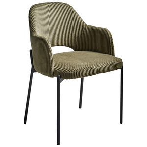 Set di 2 sedie da pranzo in velluto verde oliva stile retrò seduta rotonda