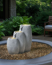 Fontana d'acqua da esterno in resina beige Luce da giardino LED inserita Design moderno