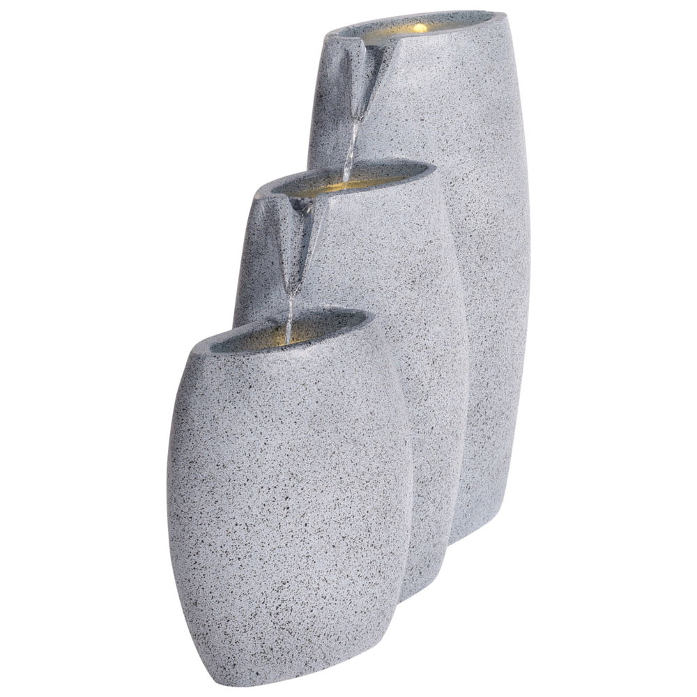 Fontana d'acqua da esterno in resina beige Luce da giardino LED inserita Design moderno