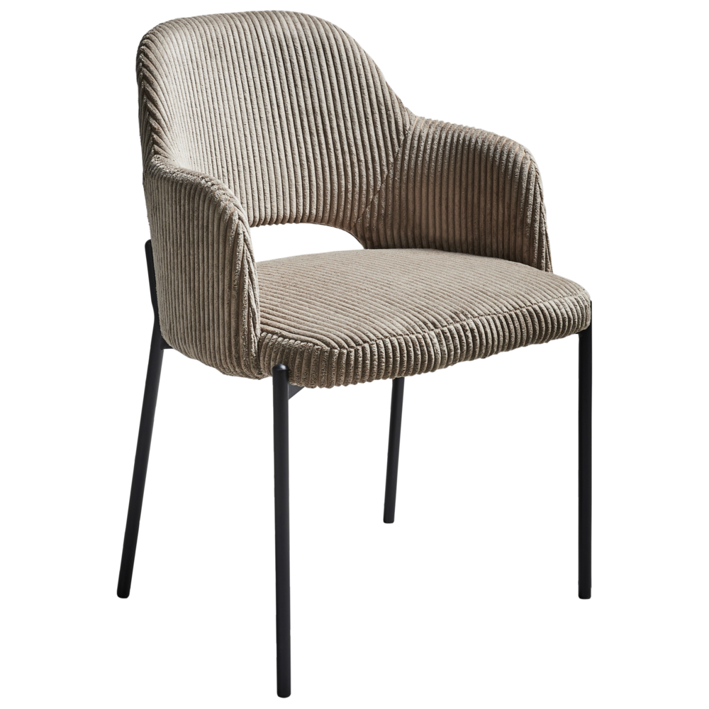 Set di 2 sedie da pranzo in velluto tortora stile retrò seduta rotonda