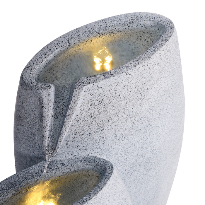 Fontana d'acqua da esterno in resina beige Luce da giardino LED inserita Design moderno