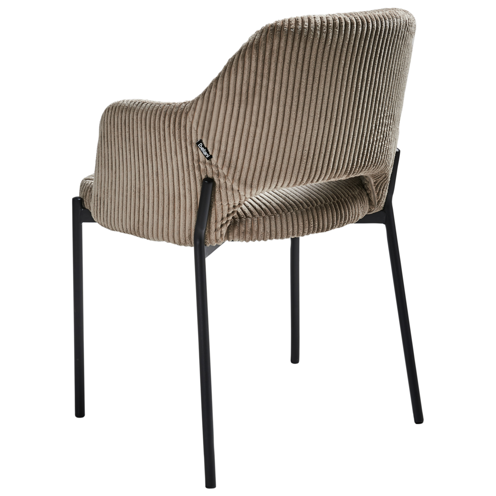 Set di 2 sedie da pranzo in velluto tortora stile retrò seduta rotonda