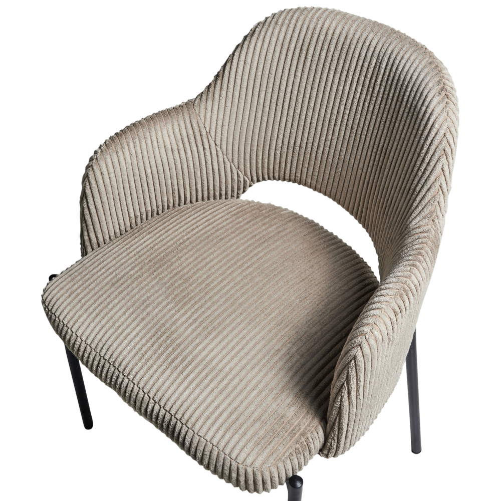 Set di 2 sedie da pranzo in velluto tortora stile retrò seduta rotonda