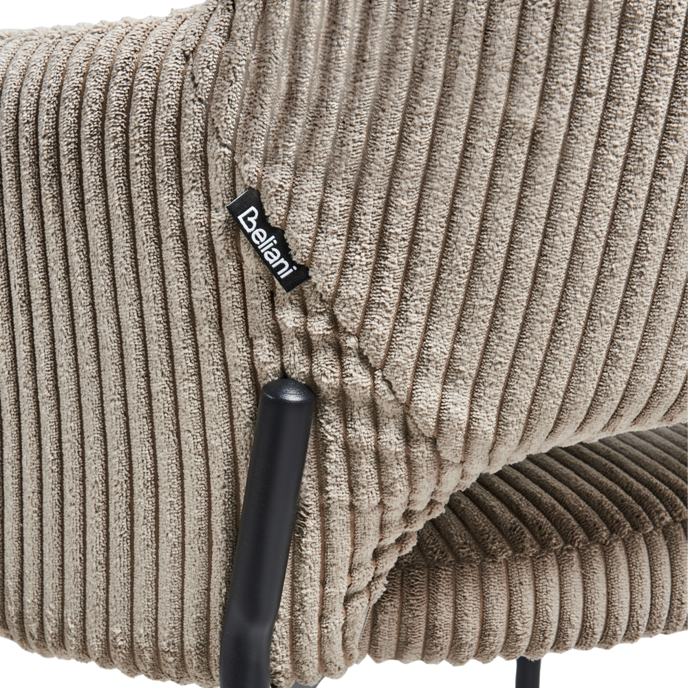 Set di 2 sedie da pranzo in velluto tortora stile retrò seduta rotonda