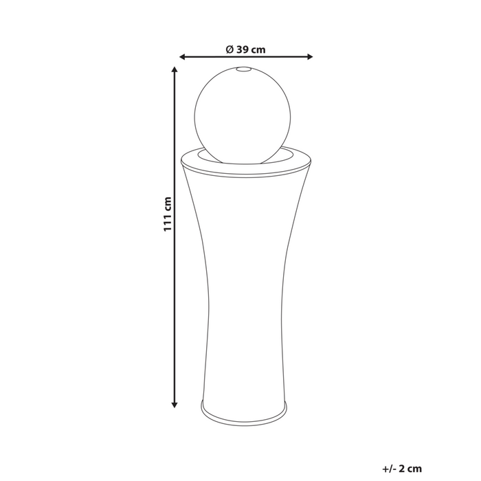 Fontana d'acqua da esterno in resina marrone Luce da giardino LED inserita Design moderno