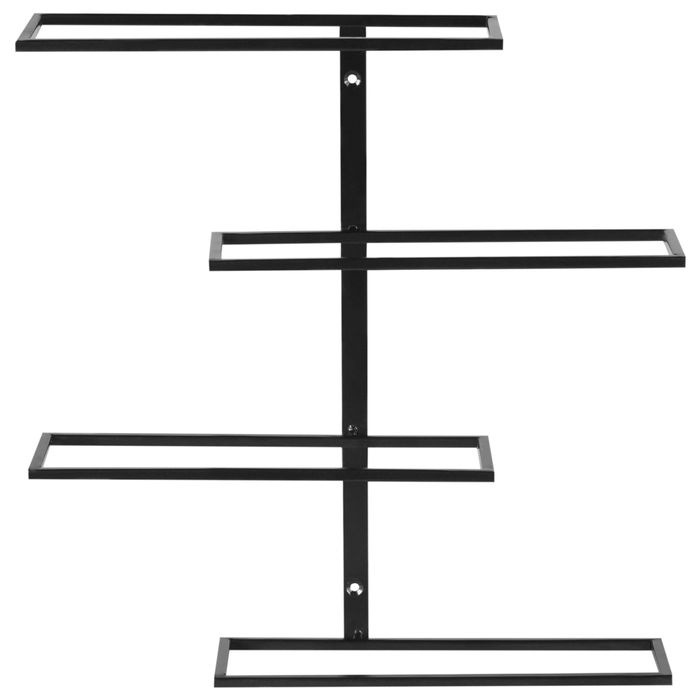 Scaffale da parete per 4 bottiglie di vino in metallo nero stile moderno
