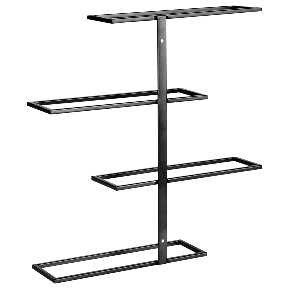 Scaffale da parete per 4 bottiglie di vino in metallo nero stile moderno