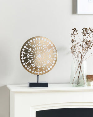 Statuetta decorativa fatto a mano metallo ferro oro su piedistallo Statuetta Ornamento Accessori