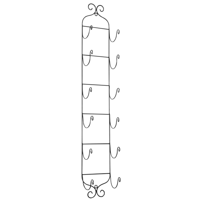 Scaffale da parete per 6 bottiglie di vino in metallo per bottiglie nero stile moderno
