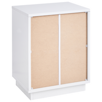 Comodino in MDF con 1 cassetto e maniglia dorata frontale scanalata 1 ripiano Bianco design moderno