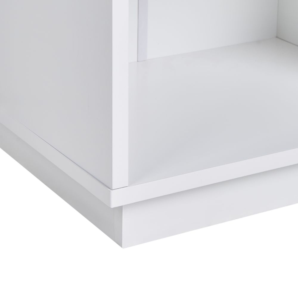 Comodino in MDF con 1 cassetto e maniglia dorata frontale scanalata 1 ripiano Bianco design moderno