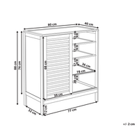 Credenza in bambù Armadietto per scarpe in legno chiaro 2 ripiani con ante scorrevoli in stile bohémien
