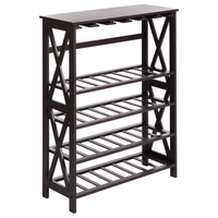 Portabottiglie classico in MDF marrone scuro elegante con gambe legno di pino