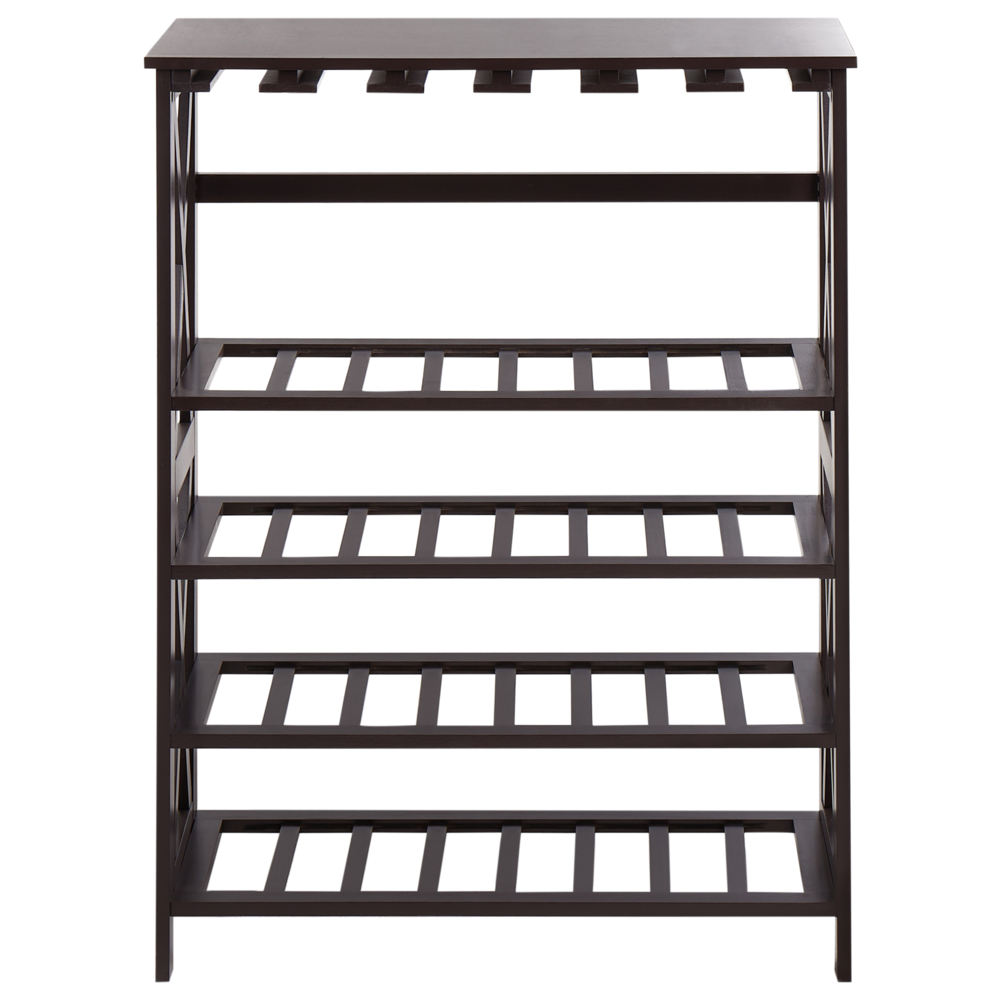 Portabottiglie classico in MDF marrone scuro elegante con gambe legno di pino