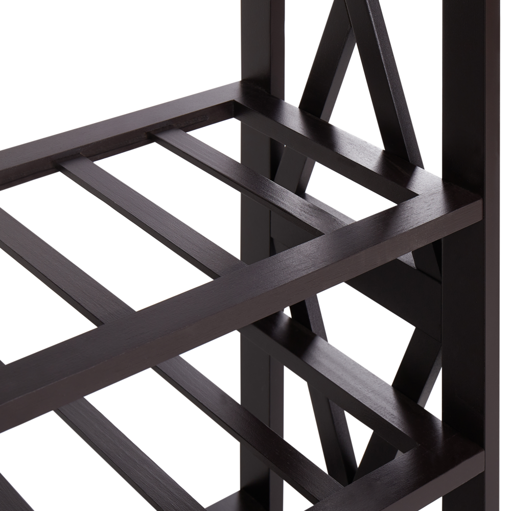 Portabottiglie classico in MDF marrone scuro elegante con gambe legno di pino