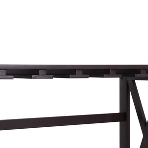 Portabottiglie classico in MDF marrone scuro elegante con gambe legno di pino