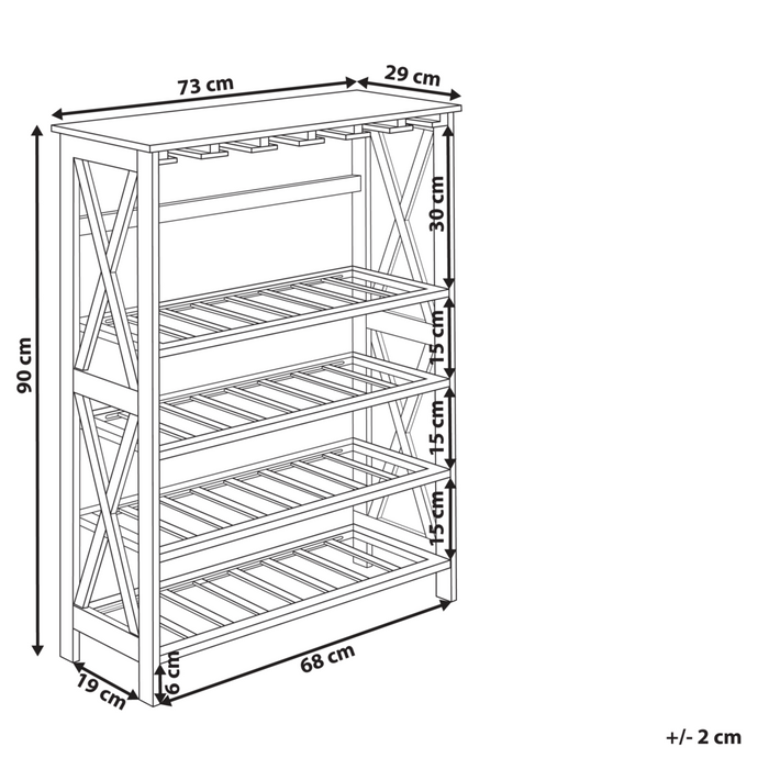 Portabottiglie classico in MDF marrone scuro elegante con gambe legno di pino