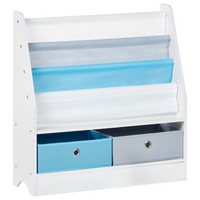 Libreria a 3 livelli in truciolato e tessuto bianco cameretta dei bambini