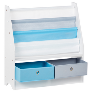 Libreria a 3 livelli in truciolato e tessuto bianco cameretta dei bambini