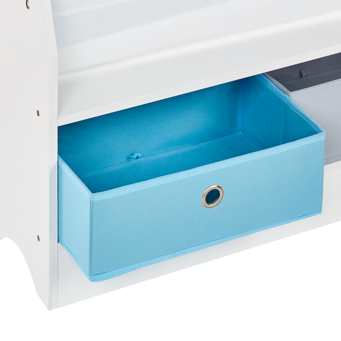 Libreria a 3 livelli in truciolato e tessuto bianco cameretta dei bambini