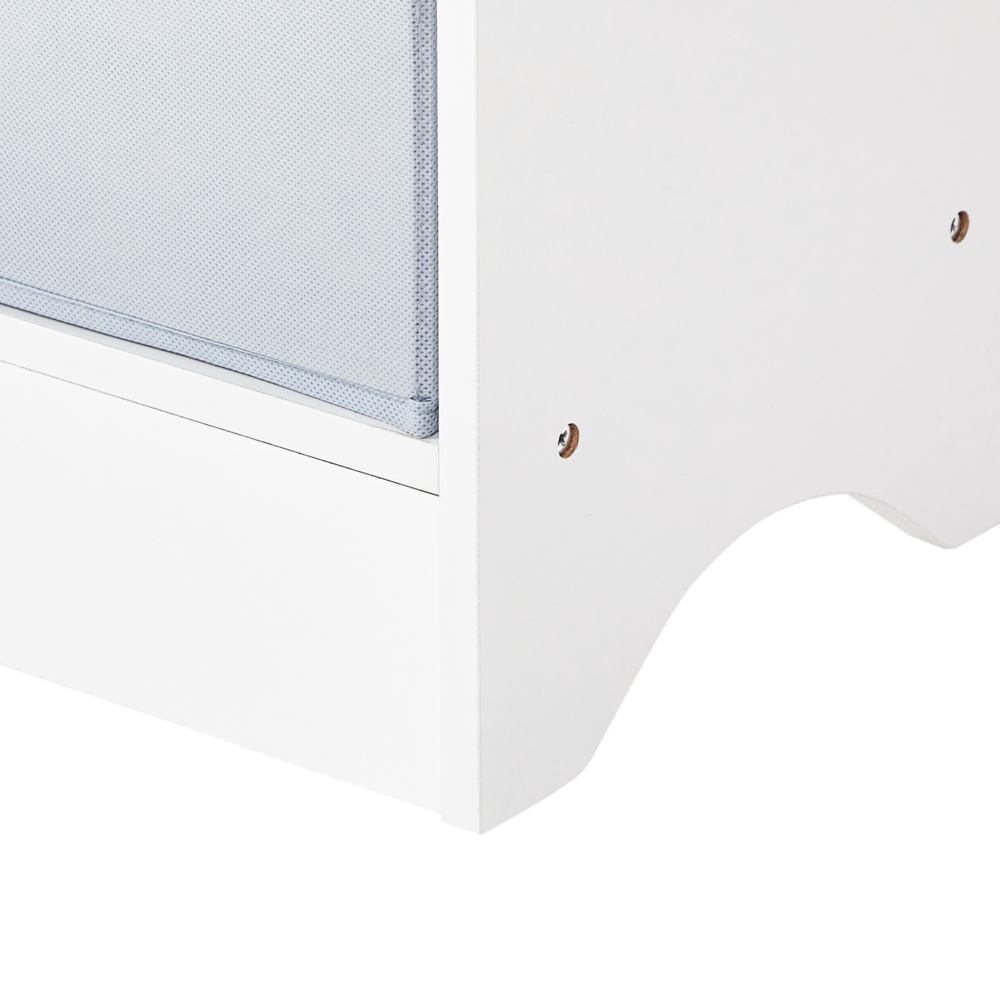 Libreria a 3 livelli in truciolato e tessuto bianco cameretta dei bambini