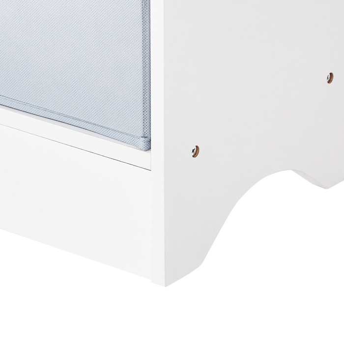 Libreria a 3 livelli in truciolato e tessuto bianco cameretta dei bambini